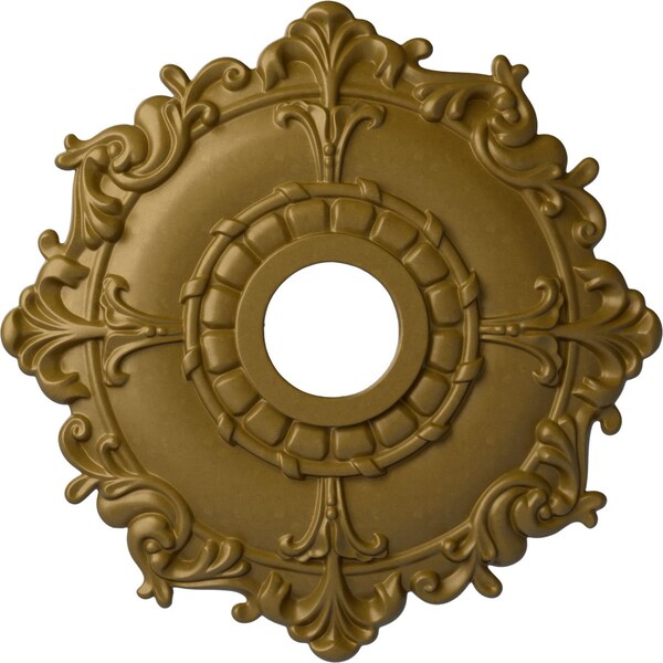 Ekena Millwork Riley Ceiling Medallion (Fits Canopies up to 4 5/8"), Hand-Painted Gold, 18"OD x 3 1/2"ID x 1 1/2"P CM18RLGLS - main